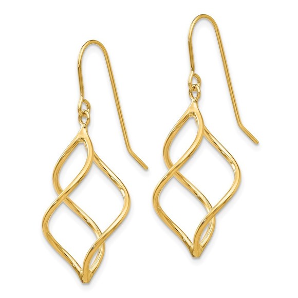 14k Polished Short Twisted Dangle Earrings - Picture 4 of 4